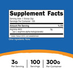 Nutricost Arginine AKG Powder 300 Grams (AAKG) - 3G Per Serving & 100 Servings - Pure Arginine Alpha Ketoglutarate