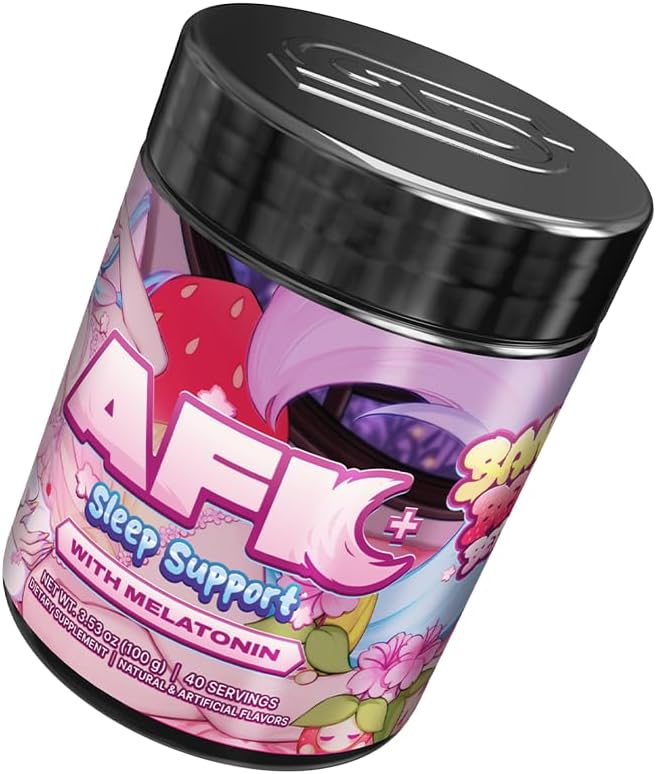 Gamer Supps AFK+® (with Melatonin): Bananaberry Bedtime by Silvervale - 40 Servings - Keto Friendly Magnesium-Focused Sleep Support Supplement, Apigenin, Sugar Free