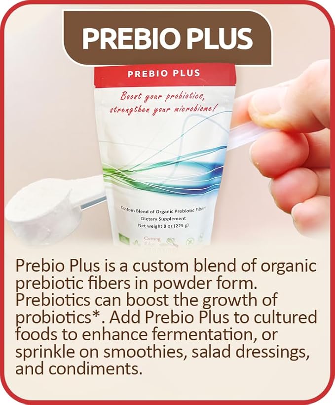 Cutting Edge Cultures Prebio Plus Prebiotic Fiber Powder Best Custom Blend of Organic Prebiotic Fibers Dietary Supplement 8 oz (2 x Prebio Plus = 16oz)