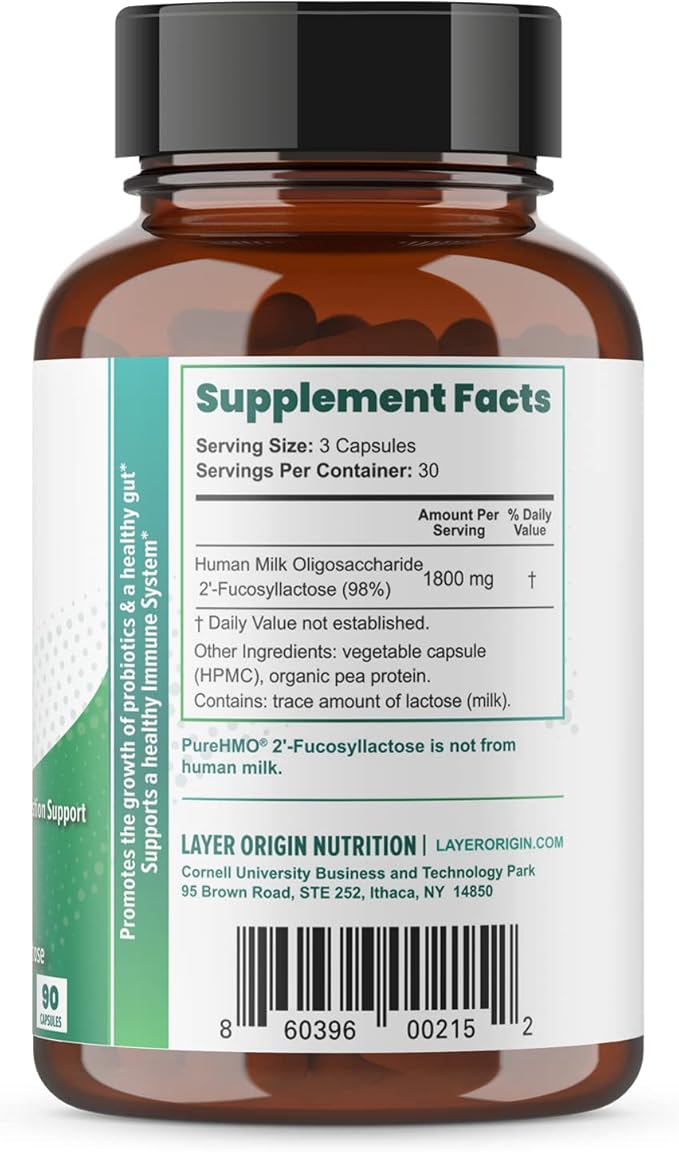Layer Origin PureHMO Human Milk Oligosaccharide (HMO 2'-FL) Prebiotic Fiber - Feed 180 Billion Probiotics/Serving, 30-Day Supply