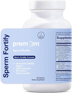 Premom Sperm Fortify – Male Fertility Supplements for Men with KSM-66® Vegan Ashwagandha, CoQ10 as Ubiquinol, Zinc, Selenium&Acetyl-L-carnitine | Supports Sperm Health, Motility & Count