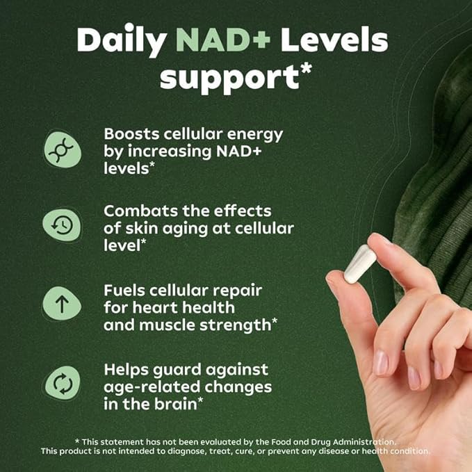 NAD+ Nicotinamide Riboside with Resveratrol 900 mg, Liposomal Dietary Supplement – Cellular Energy & Healthy Aging Support (1)