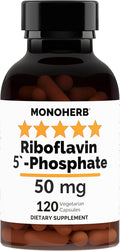 MONOHERB Riboflavin 5'-Phosphate 50 mg - 120 Vegetarian Capsules - Bioactive Vitamin B2