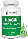 Dr. Berg Highly-Potent Niacin 500 mg – Now Only 125 mg per Capsule for Niacin Flush Tolerance Building – Gradually Increase to 500mg a Day – Vitamin B3 for Heart, Brain & Energy Support – 100 Capsules