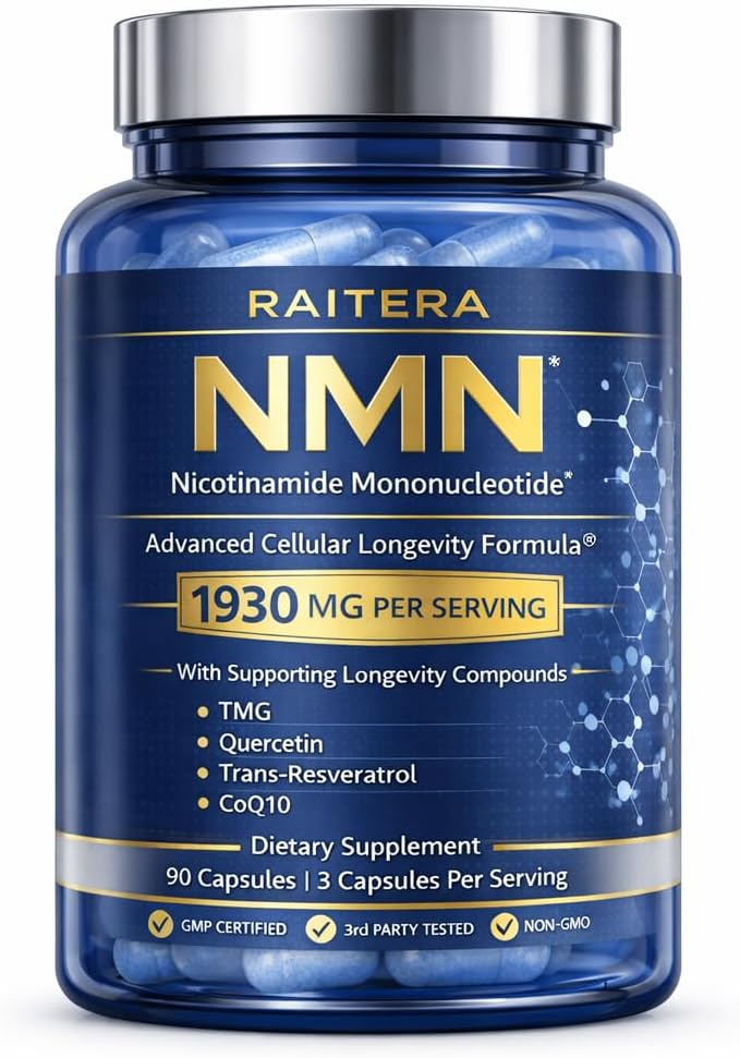 NMN Supplement 1000mg – 10 in 1 Advanced NAD+ Support with Quercetin, TMG, Resveratrol, ALA, CoQ10 & Apigenin – NMNH Alternative for Women & Men – Supports Cellular Energy & NAD+ Levels – 90 Capsules