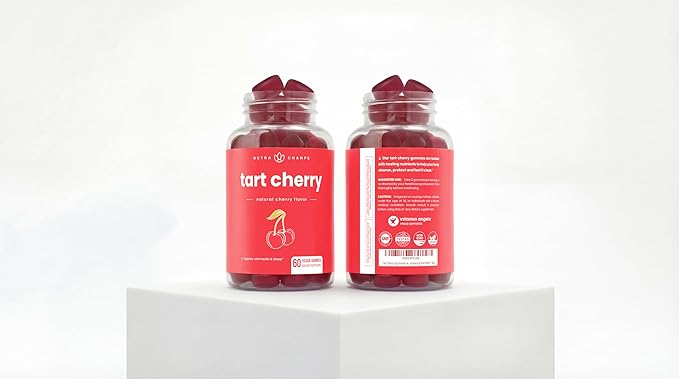 NutraChamps Tart Cherry Gummies - Tart Cherry Extract with Celery Seed - 60 Vegan Gummies (2-Pack)
