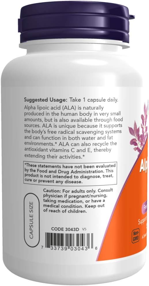 NOW Foods Alpha Lipoic Acid 250mg, 120 Vegetable Capsule (2 Pack)