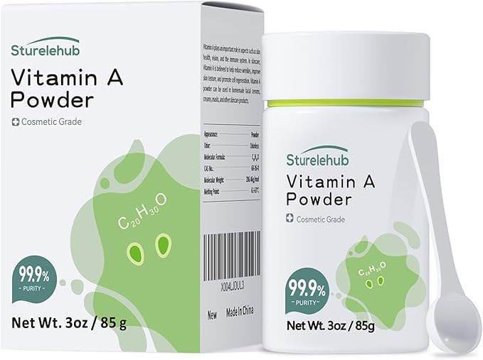 Vitamin A Palmitate Powder, Retinol Palmitate, 3OZ 99.9% Purity, Cosmetic Grade, Vitamin A Powder for Homemade Cosmetics