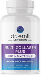 DR. EMIL NUTRITION Multi Collagen Peptides Plus Biotin and Vitamin D - Biotin and Collagen Supplements for Hair Skin and Nails - Biotin Pills for Hair Growth