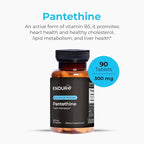 Endur Pantethine from Pantesin, Liver Function & Healthy Cholesterol Balance Supplement, Sustained Release Formula, Gluten Free, 300mg (90 Tablets)