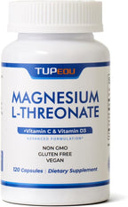 Magnesium L-Threonate 120 Capsules,Vitamin D3,Magnesium Threonate with Vitamin C,High Absorption,Non-GMO,60 Days Supply (120)