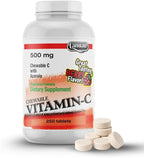 LANDAU 500mg Chewable Vitamin C Candy for Kids & Adults – Easy-to-Take Vitamin C Supplement with Acerola – Kosher & Made in The USA – Great Tasting Berry Flavor, 250 Tablets