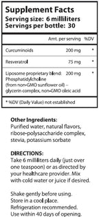 Liposomal Curcumin (Tumeric) and Resveratrol, Two Powerful antioxidants, Alcohol Free, No Soy or Gluten, Non-GMO Sunflower Oil