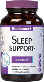 Bluebonnet Nutrition Sleep Support, Rest & Relaxation Whole Food-Based Formula*, Non-GMO, Vegan, Gluten-Free, Kosher Certified, Soy-Free, Dairy-Free, 60 Vegetable Capsules, 60 Servings