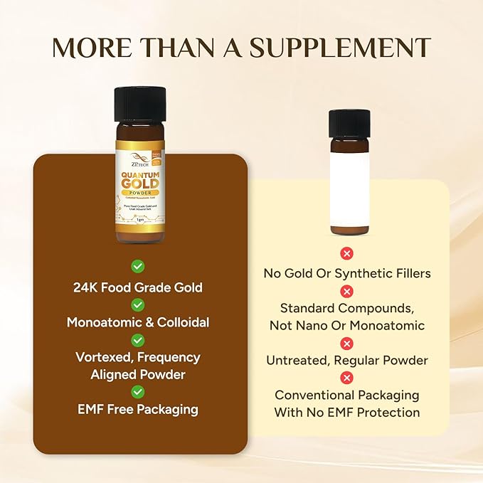 Quantum Gold 24K Ormus Gold Concentrate | Pure Ormus Colloidal Monoatomic Gold Powder Supplement | Decalcify Pineal Gland | Enhance Brain Wave Activity & Higher Energy Alignment 1g.