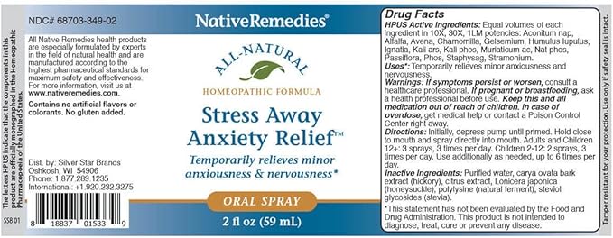 Native Remedies Stress Away for Adults and Children 2+, Chamomile, Passion Flower, Stress Relief Supplement, Mood Support, Dropper – 30 Day Supply
