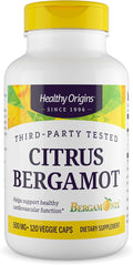 Healthy Origins Citrus Bergamot 500 mg, Bergamonte® Patented Extract, 38% Polyphenols, Cardiovascular & Metabolic Support, Third-Party Tested,120 Veggie Capsules*