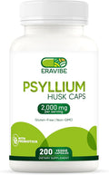 Psyllium Husk Capsules with Probiotics 100 Million CFUs, Fiber Supplement for Digestive and Gut Support, 200 Count, Plant-Based Natural Fiber