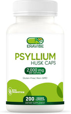 Psyllium Husk Capsules with Probiotics 100 Million CFUs, Fiber Supplement for Digestive and Gut Support, 200 Count, Plant-Based Natural Fiber