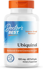 Doctor's Best Kaneka Ubiquinol 100 mg Supplement for Men & Women - Reduced Form CoQ10, Coenzyme Q10 100mg for Antioxidant & Heart Health Support, Non GMO, Gluten Free, Soy Free - 60 Softgels