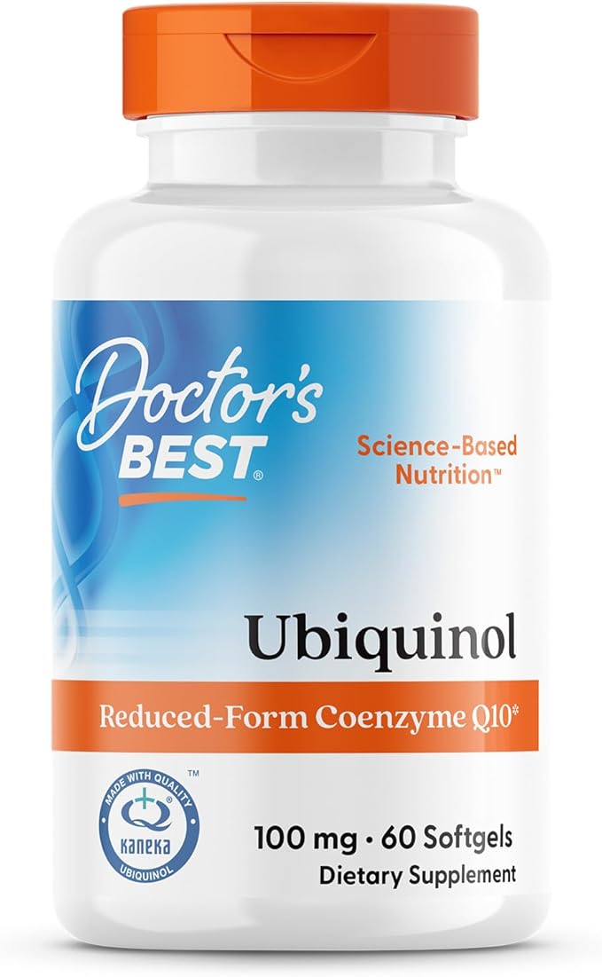 Doctor's Best Kaneka Ubiquinol 100 mg Supplement for Men & Women - Reduced Form CoQ10, Coenzyme Q10 100mg for Antioxidant & Heart Health Support, Non GMO, Gluten Free, Soy Free - 60 Softgels