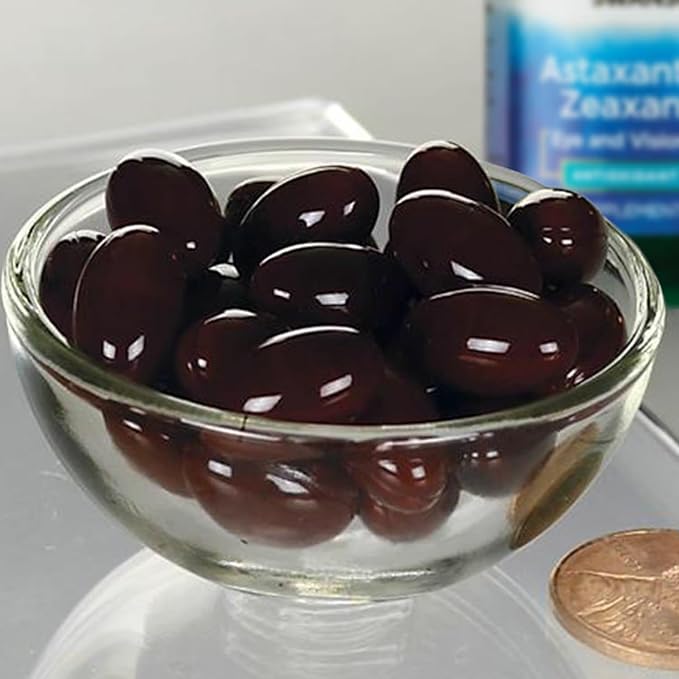 Swanson Astaxanthin & Zeaxanthin Eye Health Supplement for Screen-Heavy Professionals with 4 mg Astaxanthin & 4 mg OmniXan Zeaxanthin (60 Softgels, 3 Pack)