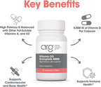 Allergy Research Group Vitamin D3 Complete 5000 - Delivers 125 mcg Vitamin D3 - with Vitamin A & K2 - Supports Bone Strength, Immune Balance & Healthy Mindset - 60 Servings - 60 Capsules