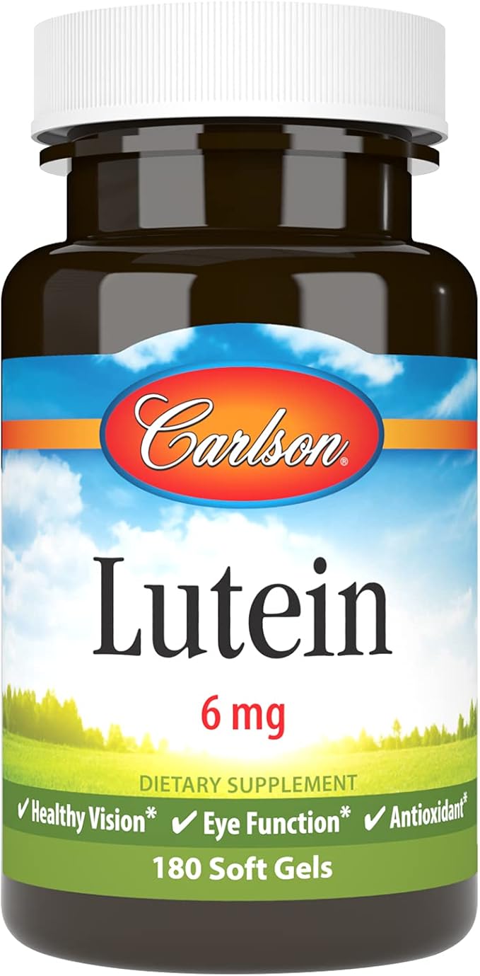 Carlson Lutein 6mg, Vision Support & Eye Health Supplement, Antioxidant Formula with Zeaxanthin, 180 Softgels