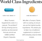 Truvani Organic Turmeric Curcumin Tablets 1,350 mg Each - Natural Joint Support with Black Pepper for Absorption - 90 Tablets