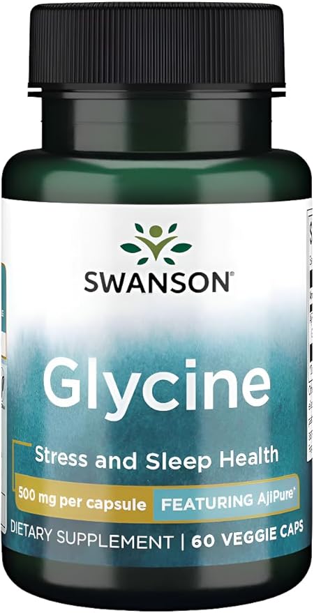 Swanson Amino Acid Ajipure Glycine Pharmaceutical Grade 500 Milligrams 60 Veg Capsules