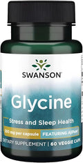 Swanson Amino Acid Ajipure Glycine Pharmaceutical Grade 500 Milligrams 60 Veg Capsules