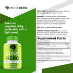 Mind Hero Supplement, All Natural Brain and Cognitive Capsules, Official Clarity and Focus Pills, 1 Month Supply (1 Pack)