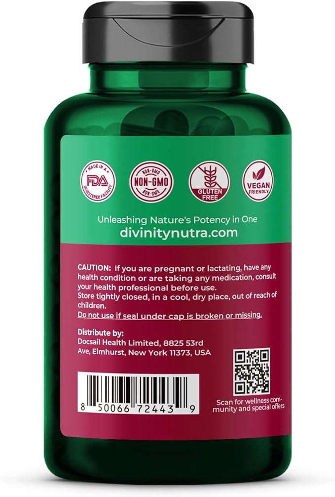 Divinity Nutra Organic Beet Root Capsules with CoQ10, Vitamin E, Grape Seed, Non-GMO,USA Made - 60 Capsules, 60-Day Supply