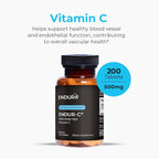 ENDUR-C - Vitamin C + Rose Hips - SR (Sustained Release) 500 mg - Supports Immune Health & Collagen Production - Gentle Digestion with Optimal 5–7 Hour Absorption Delivery - 200 Tablets