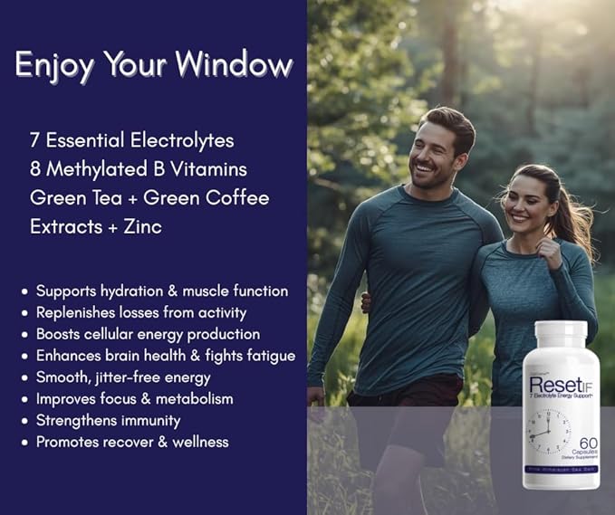 ResetIF, 7 Electrolytes, Methyl B12 & Methly Folate, Green Tea & Green Coffee Extracts, B Complex, Zinc, 72 Trace Minerals