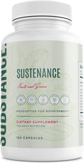 SUBSTANCE. - Nature's Sustenance Daily Greens, Daily Fruit and Veggies Supplement - Enhance Energy, Mental Clarity - Fruits and Vegetables Supplements - US Made, Vegan-Friendly - 30 Servings.