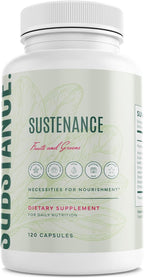SUBSTANCE. - Nature's Sustenance Daily Greens, Daily Fruit and Veggies Supplement - Enhance Energy, Mental Clarity - Fruits and Vegetables Supplements - US Made, Vegan-Friendly - 30 Servings.