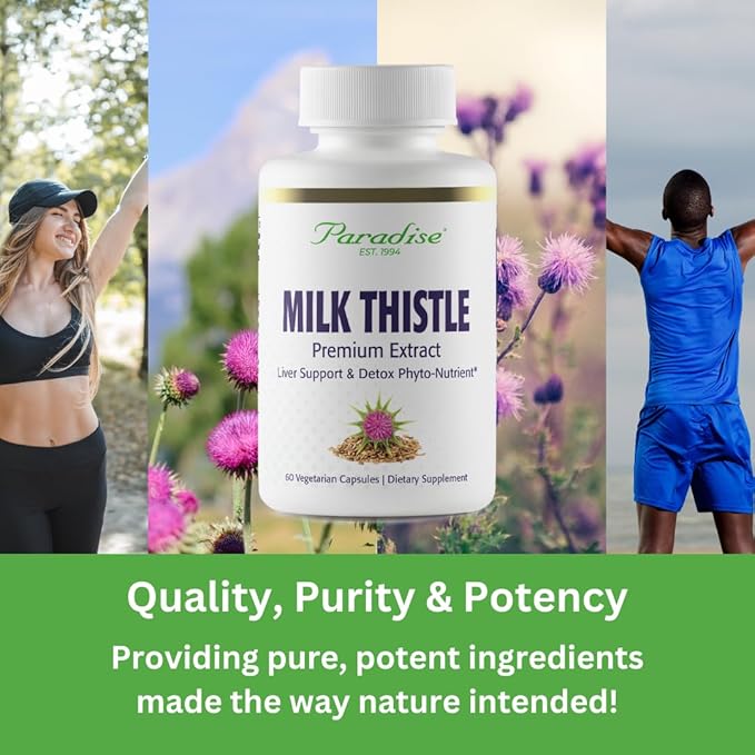 Paradise Herbs Milk Thistle, Active Whole Spectrum Extract, Super Potent, Ultra Pure, Vegan, Non GMO, Gluten Free, 120 Vegetarian Capsules (Pack of 2)