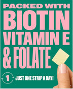 NuStrips™ Fast-Dissolving Beauty Strips with Biotin, Folate & Vitamin E – Hair, Skin & Nails Supplement – Supports Hair Growth & Reduces Hair Fall – Non-GMO, Vegan – Delicious Strawberry (30 Strips)