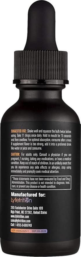 Lyfetrition GABA with L-Theanine, Ginkgo Biloba (Salisburia biloba) Extract, Organic Peruvian MACA Root (Lepidium meyenii) Extract, 118 ml, 4 FL Oz Liquid, 220 Servings, Made in USA, Quick Absorption