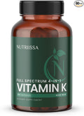 Nutriissa Full-Spectrum Vitamin K 6200 mcg – K1, K2 (MK-4, MK-7, MK-9) with Vitamin D3 – Bone & Heart Health – EPEB Certified for Purity & Potency – 60 Capsules