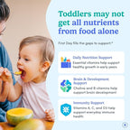FIRST DAY Toddler Multivitamin Gummies (Ages 2-3)| Kids Multivitamin Gummies with Vitamins A C D3, B2, B12, Choline, Folate and 21 Organic Superfoods| (30 Day Supply)