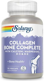 Solaray Collagen Bone Complete - Marine Collagen Capsules with Calcium, Magnesium, & Vitamin D3 for Women & Men, Bone Strength & Health Support - 90 Capsules