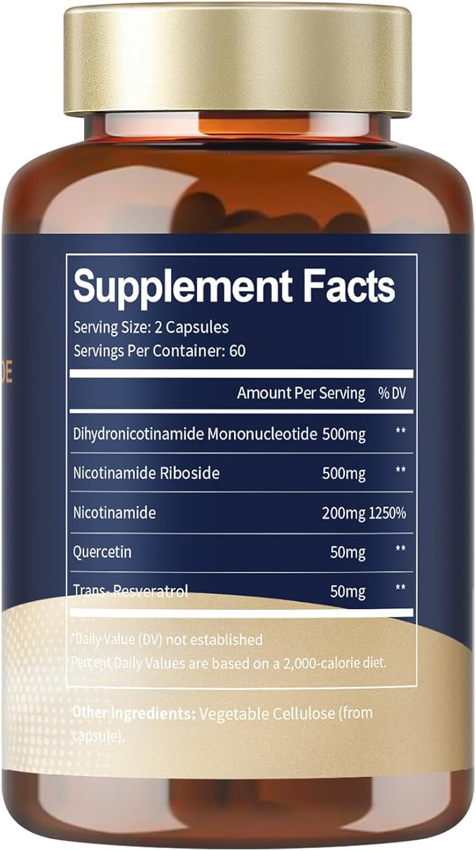 Totaria NMNH (Dihydronicotinamide Mononucleotide), NMNH Supplement w/Niacinamide (Vitamin B3), Quercetin, Trans-Resveratrol, Support NAD+, Anti-Aging, Skin Cell Health & Energy, 240 Count