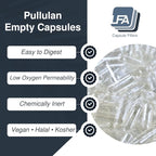 Empty 00 Capsules - Vegan Pullulan - 1000 Count Vegetarian Capsules Empty - Joined Fillable 00 Vegetable Pill Capsules - Veggie Caps for Capsule Filling Machine - Halal Kosher Tapioca