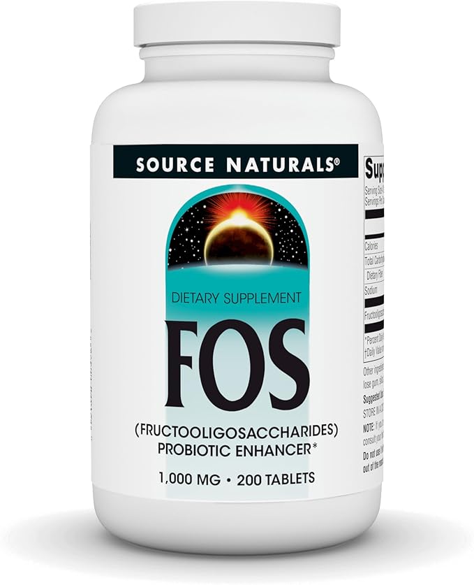 Source Naturals FOS 1000 mg Fructooligosaccharides Probiotic Enhancer - 200 Tablets