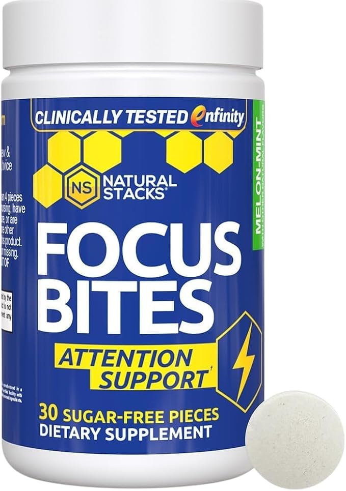 Paraxanthine Supplement 100mg - Caffeine Free Focus Supplement for Productivity & Attention Support - Clinically Tested Enfinity Paraxanthine - Jitter Free Energy Support - 30 Melon Mint Focus Bites