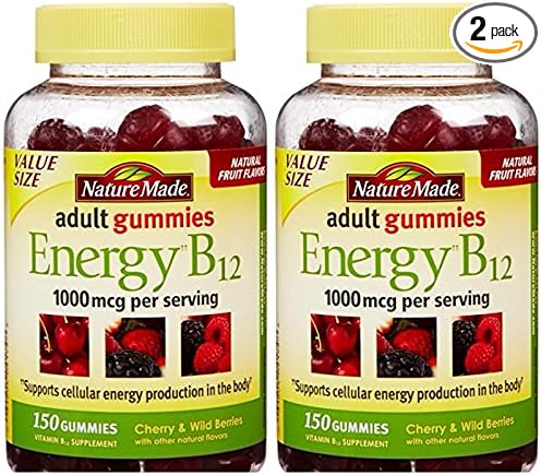 Nature Made Energy B12 Adult Gummies 1000 mcg per Serving 150 Ct (Pack of 2)