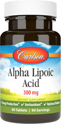 Carlson - Alpha Lipoic Acid, 300 mg, Promotes Energy Production, 90 Tablets