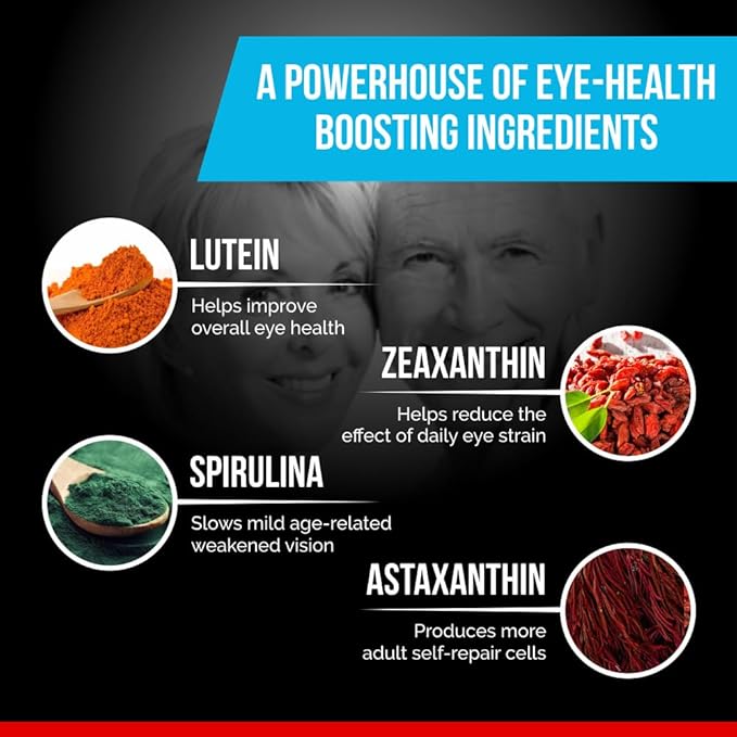 Vision Support Supplement - Eye Health Formula with L-Tartrate, Resveratrol, Blueberry Extract, Vitamins A, C, D & 11 Ingredients for Vision Support - 60 Capsules/Bottle - 1 Pack